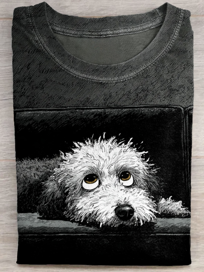 Cute Dog Art Casaul Short Sleeve T-shirt