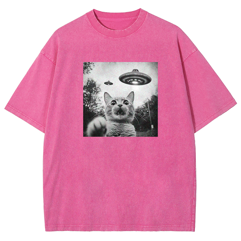 Alien Encounter Cat Washed T-shirt