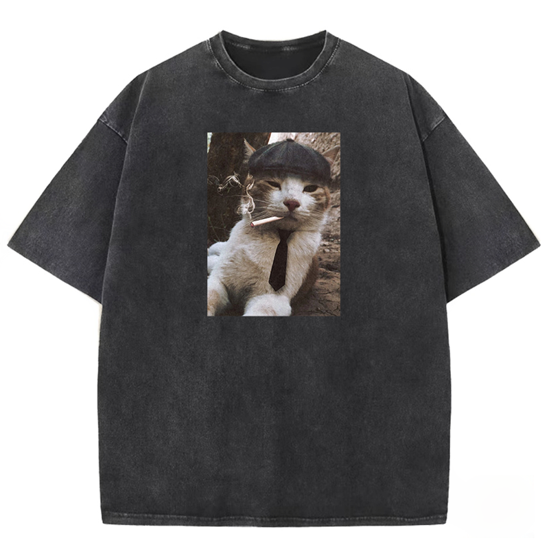 Smoking Gentleman Washed T-shirt