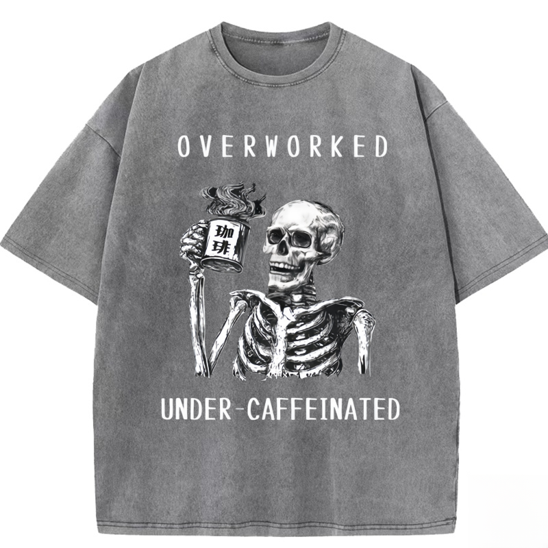 The Skeleton Drinking Coffee Washed T-shirt