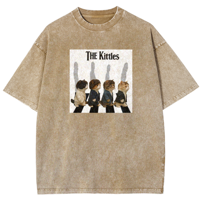 The Meowles - Abbey Paw Washed T-shirt