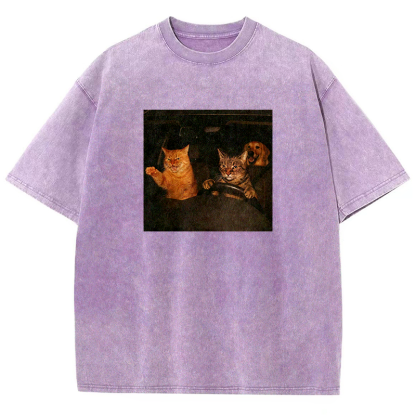 Road Rage Kitties Washed T-shirt
