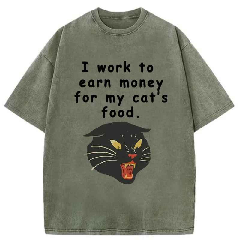 Working for cat Washed T-shirt