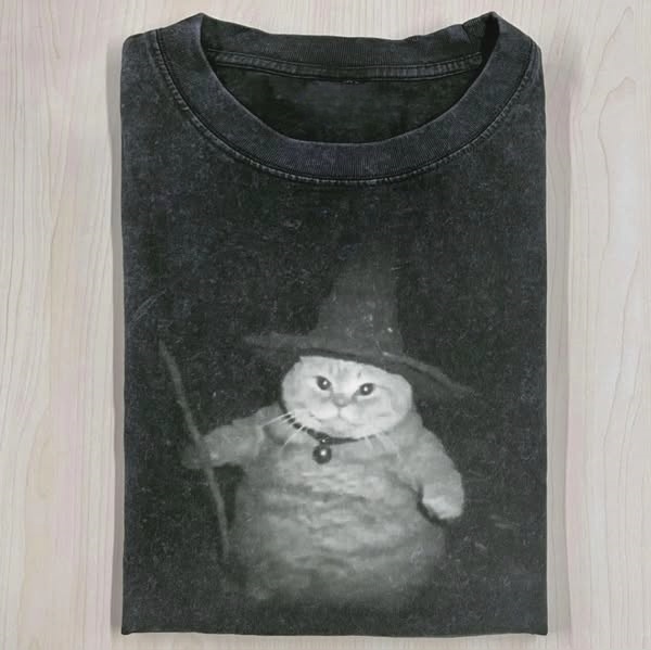 WIZARD CAT Washed T-shirt