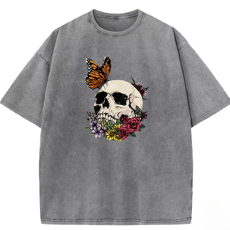 Skull Butterfly Washed T-shirt