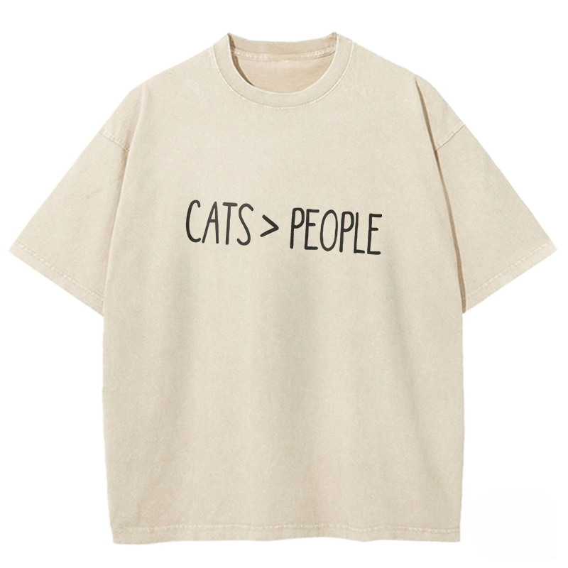 Cats Over People Washed T-shirt