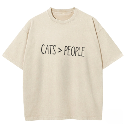Cats Over People Washed T-shirt