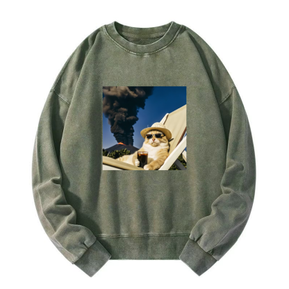 Wacky Cat Washed Sweatshirt