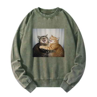 Selfie cats Washed Sweatshirt