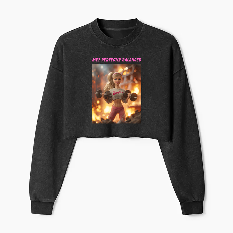 ME? PERFECTLY BALANCED Washed Crop Sweatshirt