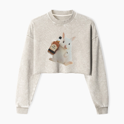 Smoking Rabbit Washed Crop Sweatshirt