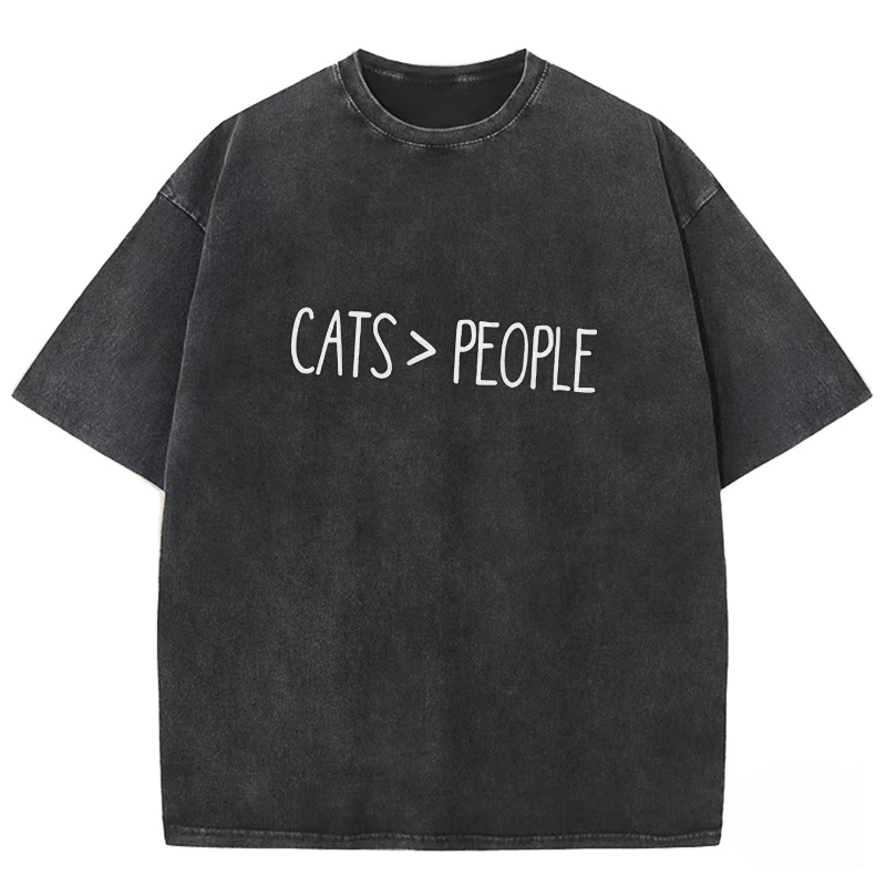 Cats Over People Washed T-shirt