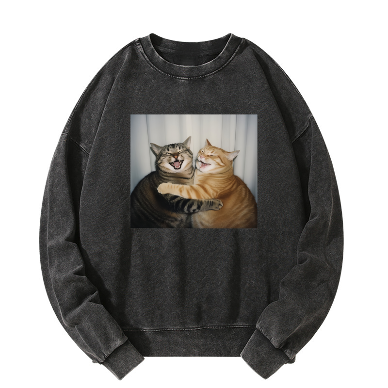 Selfie cats Washed Sweatshirt