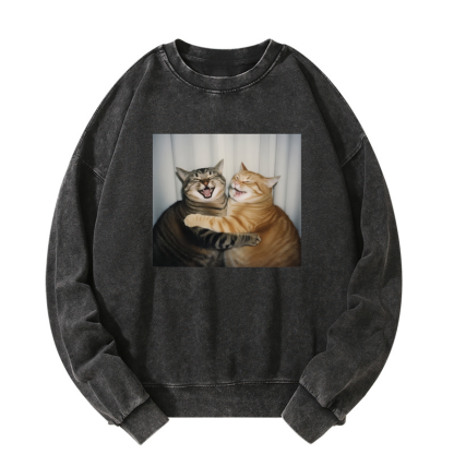 Selfie cats Washed Sweatshirt