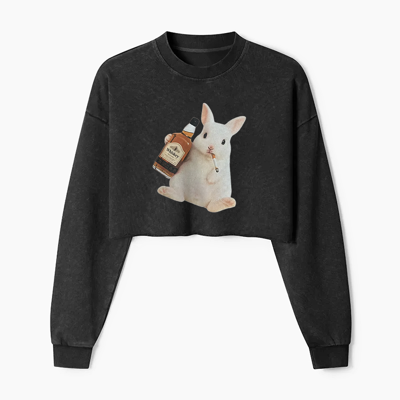 Smoking Rabbit Washed Crop Sweatshirt