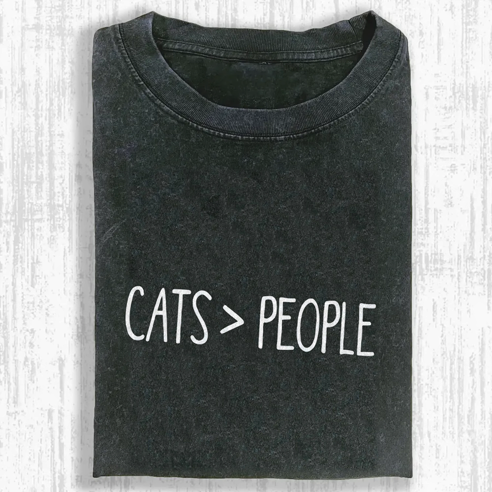 Cats Over People Washed T-shirt