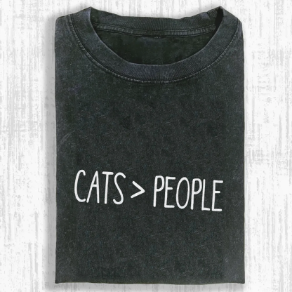 Cats Over People Washed T-shirt