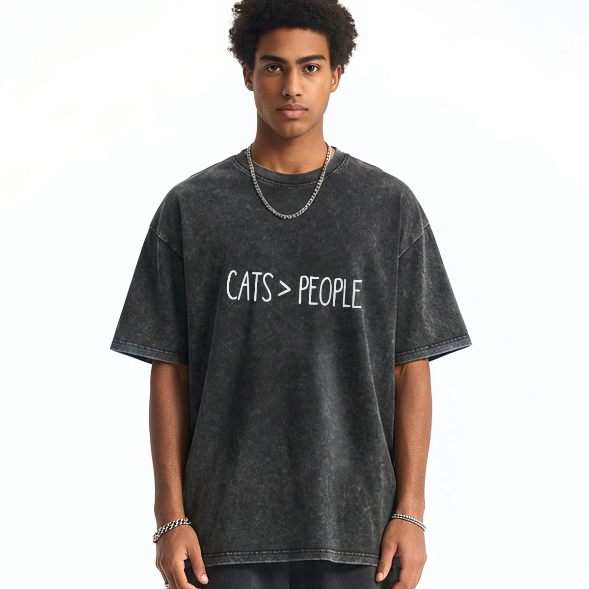 Cats Over People Washed T-shirt