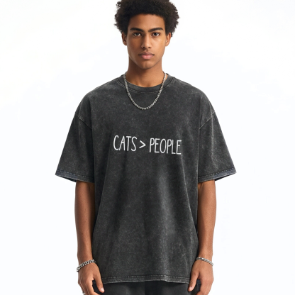 Cats Over People Washed T-shirt