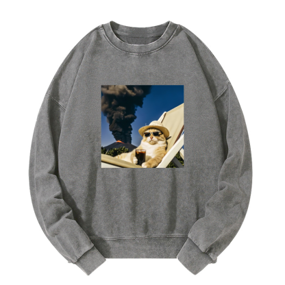 Wacky Cat Washed Sweatshirt