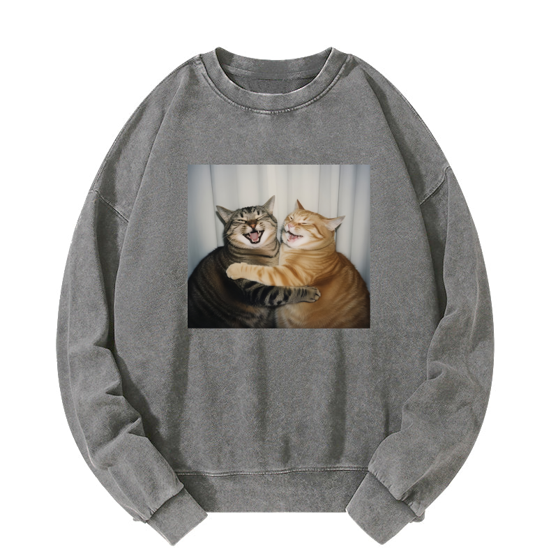 Selfie cats Washed Sweatshirt