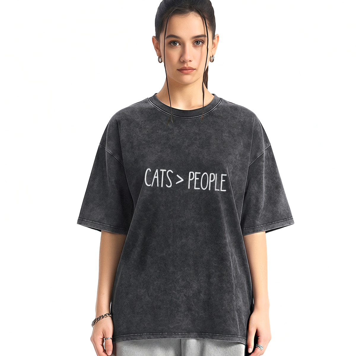 Cats Over People Washed T-shirt