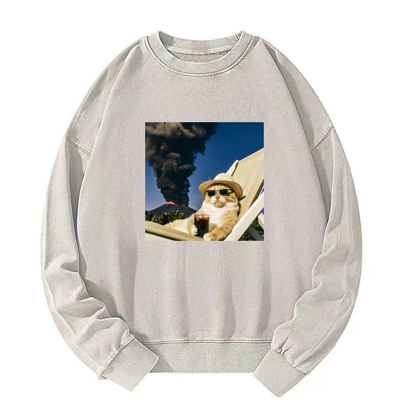 Wacky Cat Washed Sweatshirt