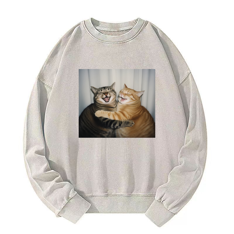Selfie cats Washed Sweatshirt