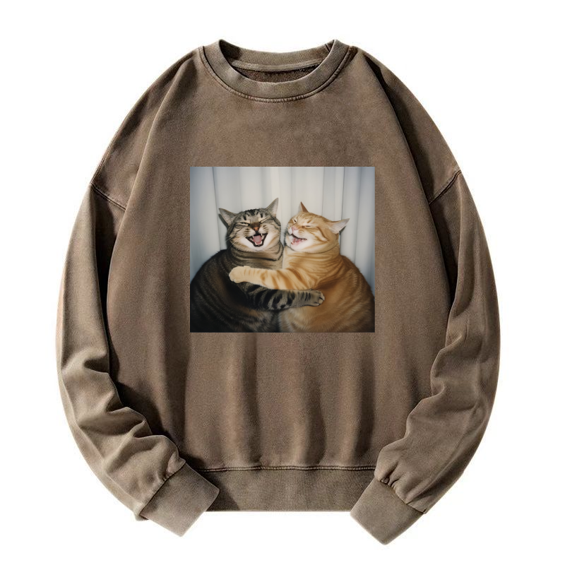 Selfie cats Washed Sweatshirt