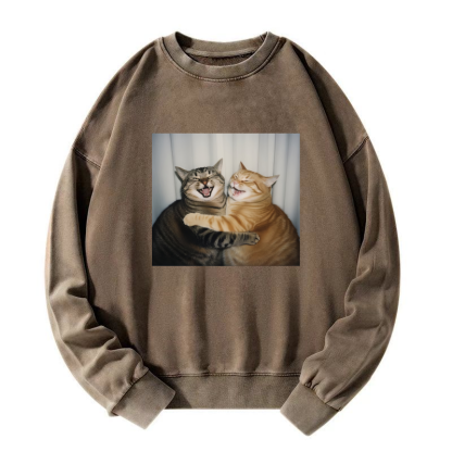 Selfie cats Washed Sweatshirt