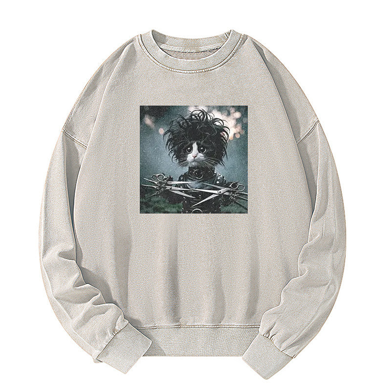 Wacky Cat Washed Sweatshirt