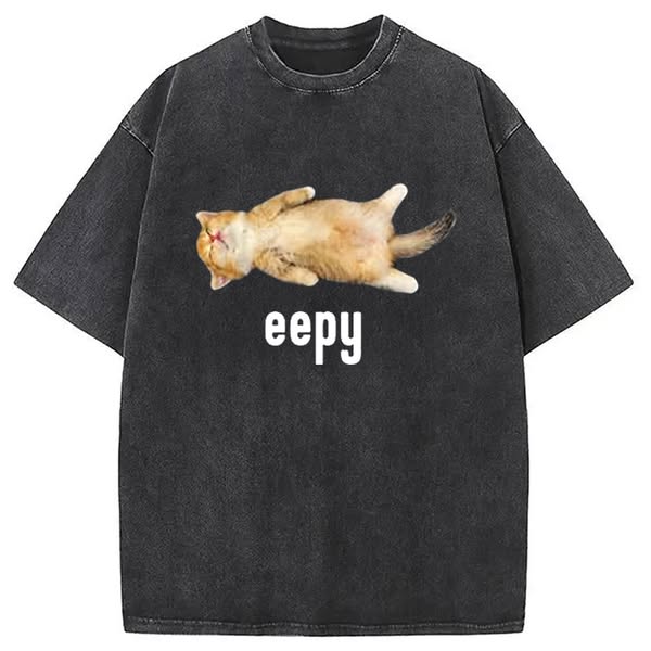 Sleeping cat Washed T-shirt