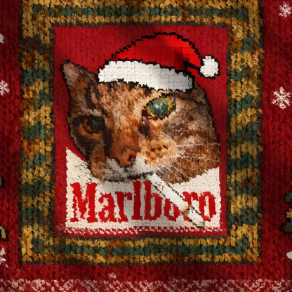 Baddiecat Funny Smoking Cat Meme Ugly Christmas Sweatshirt