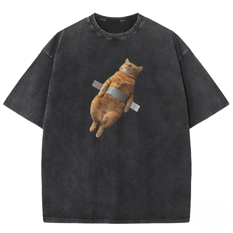 Duct Tape Orange Cat Washed T-shirt