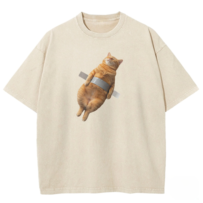 Duct Tape Orange Cat Washed T-shirt