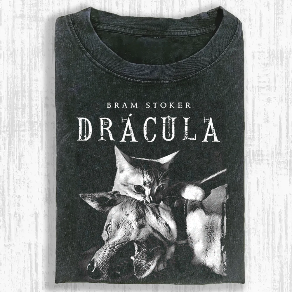 Cat Dracula Vampire Kitten Washed T-shirt