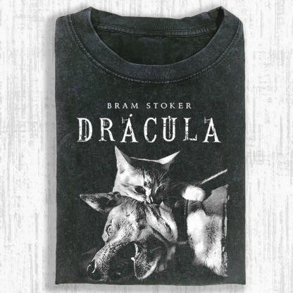 Cat Dracula Vampire Kitten Washed T-shirt