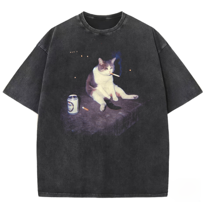 Wacky Cat Washed T-shirt