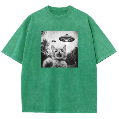 Alien Encounter Cat Washed T-shirt