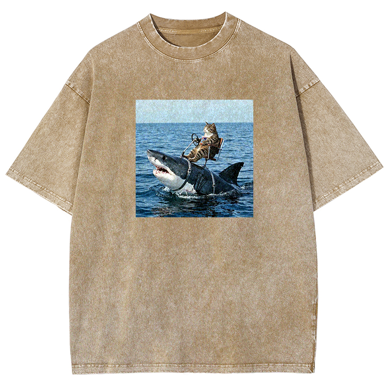 Shark Taxi Driver Washed T-shirt