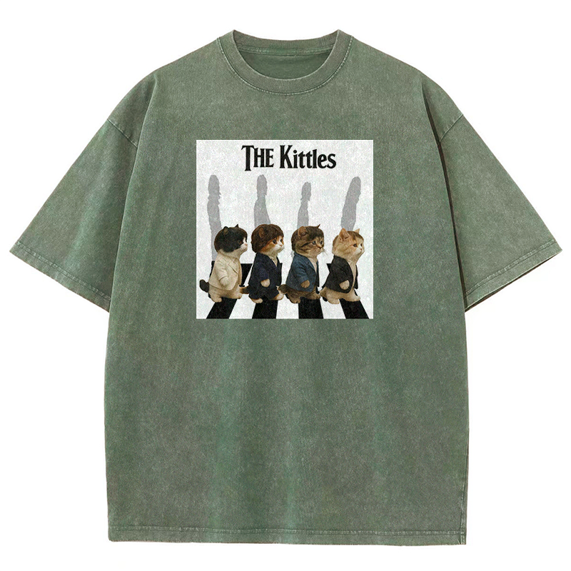 The Meowles - Abbey Paw Washed T-shirt