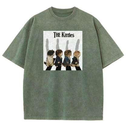 The Meowles - Abbey Paw Washed T-shirt