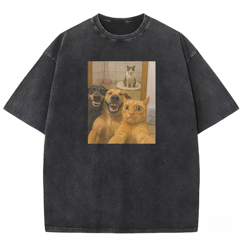 Wacky Cat Washed T-shirt