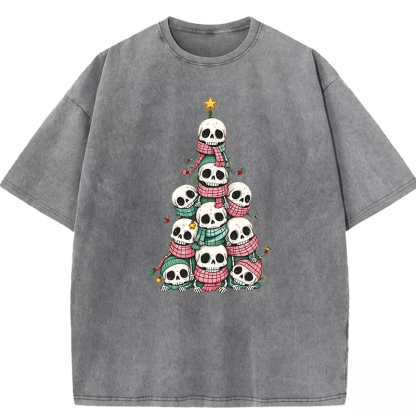 Skull Christmas Tree Washed T-shirt
