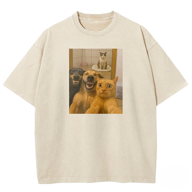 Wacky Cat Washed T-shirt