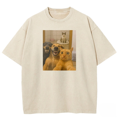Wacky Cat Washed T-shirt