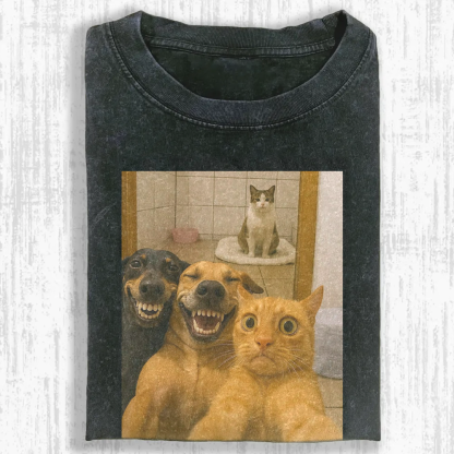 Wacky Cat Washed T-shirt