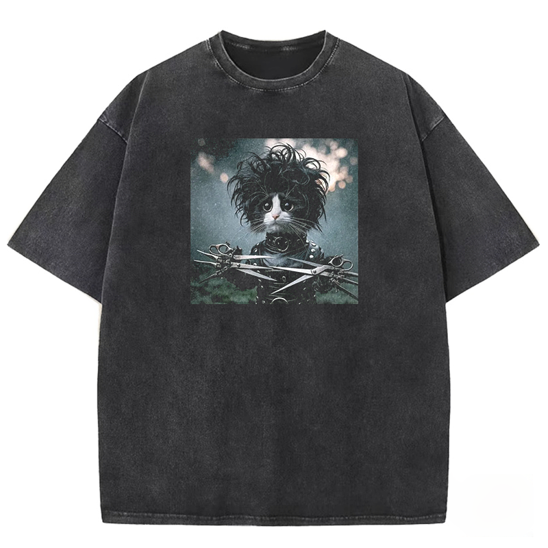 Wacky cat Washed T-shirt