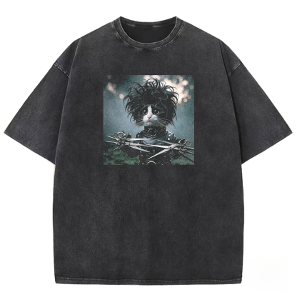 Wacky cat Washed T-shirt