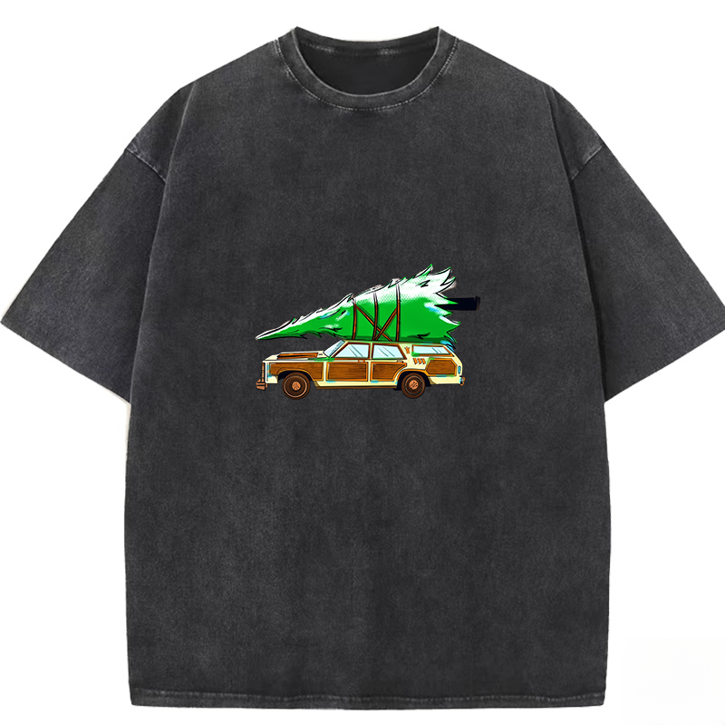 Car Christmas Tree Washed T-shirt